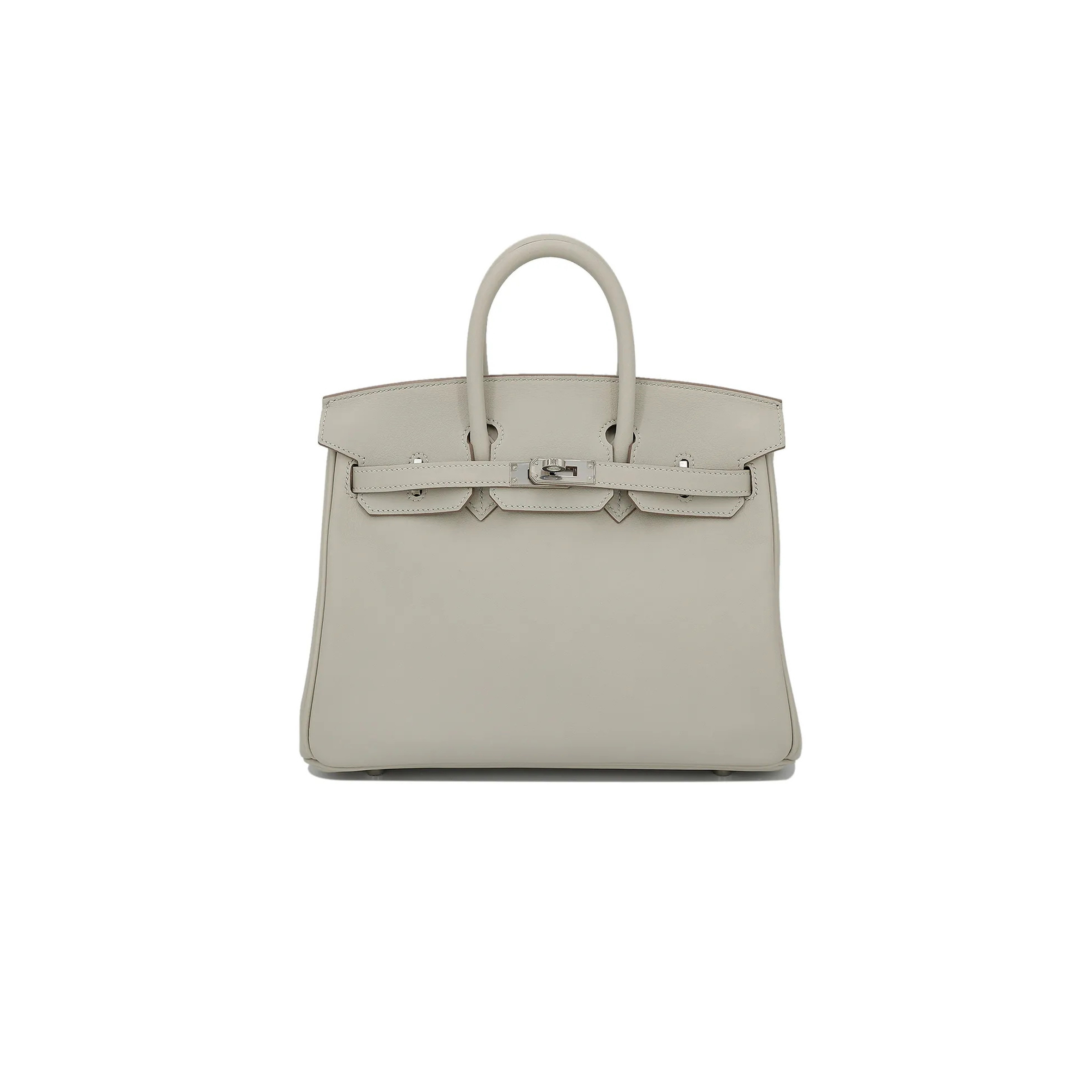 HERMÈS MASTER BIRKIN 25 SWIFT LEATHER PEARL GREY SILVER BUCKLE H049362CK25 (25*20*13cm)